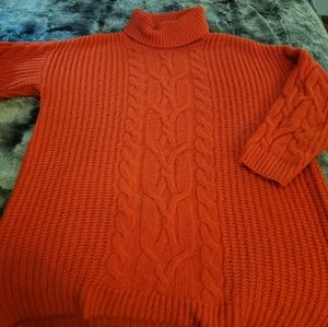 H&M red cable knit turtle neck sweater XL